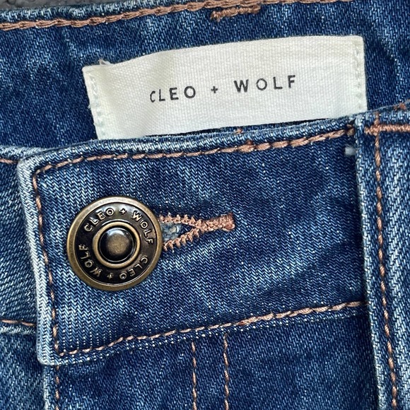 Bootbarn Cleo + Wolf Jeans Womens Size 25x27 Blue High Rise Straight Seamed NEW - Picture 4 of 15